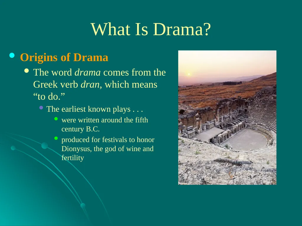 Drama A drama is a story enacted onstage for a - slide 3 of 28