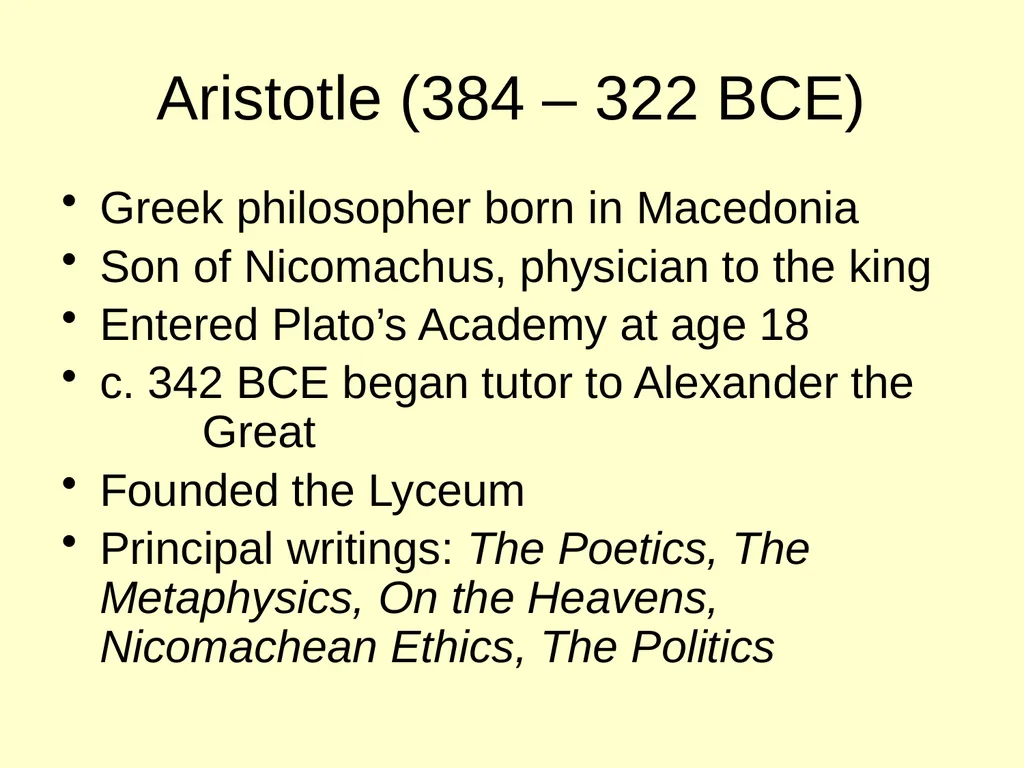 Aristotle: Tragedy & Comedy Aristotle (384 – 322 - slide 2 of 32