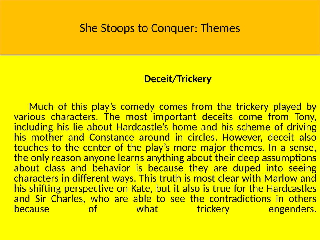 She Stoops to Conquer: Themes Class While the play - slide 7 of 15