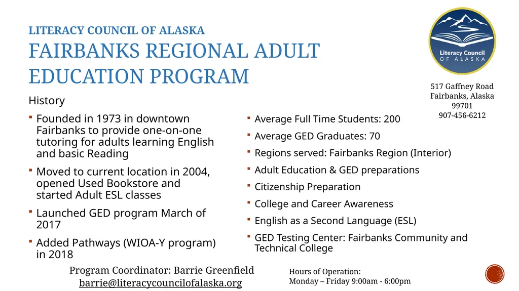 Alaska Adult Education Alaska Literacy Program - slide 6 of 17