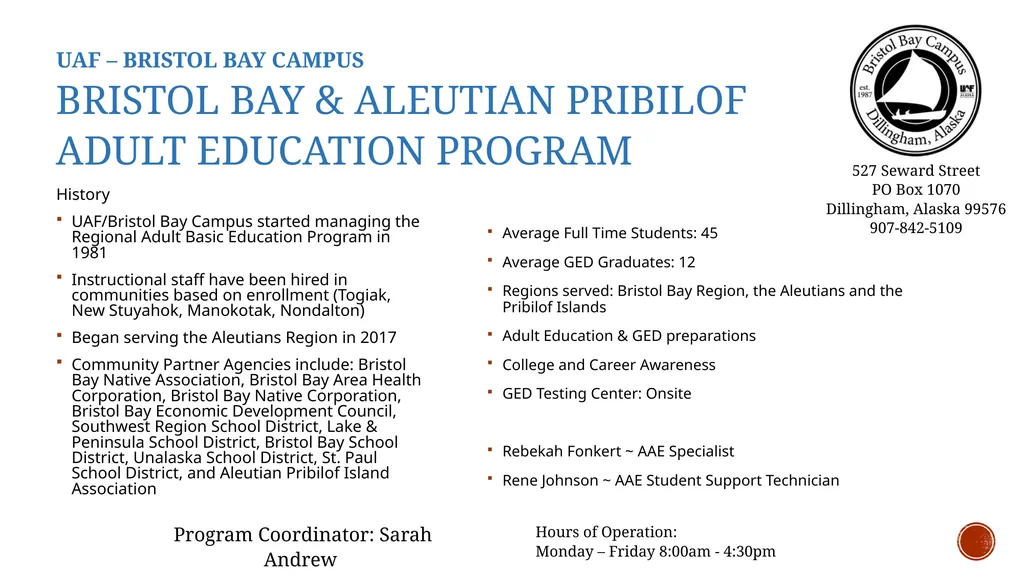 Alaska Adult Education Alaska Literacy Program - slide 16 of 17