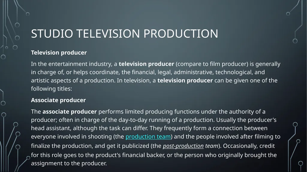 Studio television production lectures and practice - slide 10 of 22