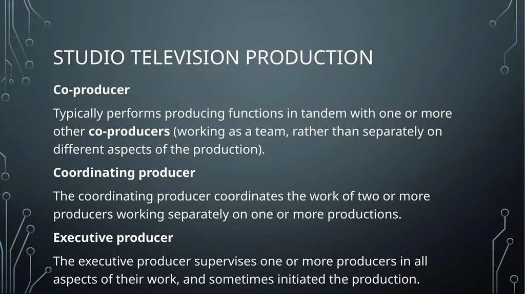 Studio television production lectures and practice - slide 12 of 22