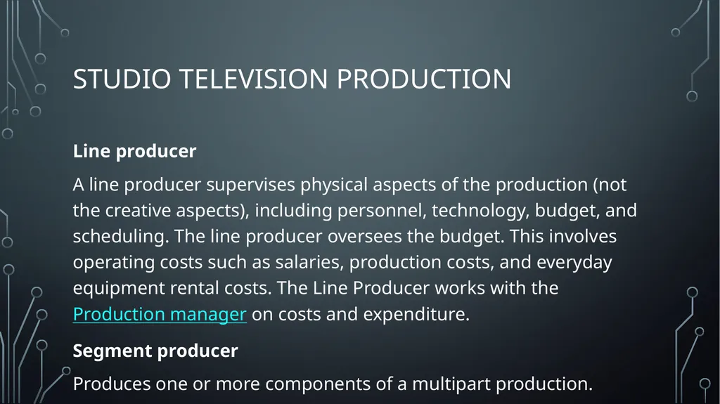 Studio television production lectures and practice - slide 13 of 22