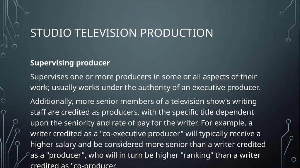 Studio television production lectures and practice - slide 14 of 22