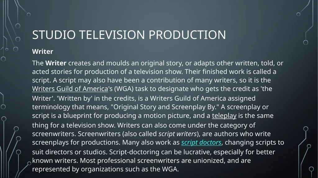 Studio television production lectures and practice - slide 15 of 22