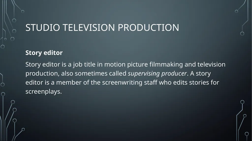 Studio television production lectures and practice - slide 17 of 22