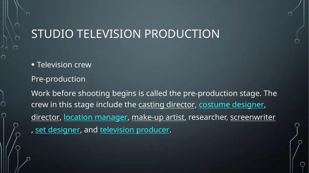 Studio television production lectures and practice - slide 2 of 22