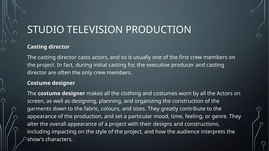 Studio television production lectures and practice - slide 3 of 22