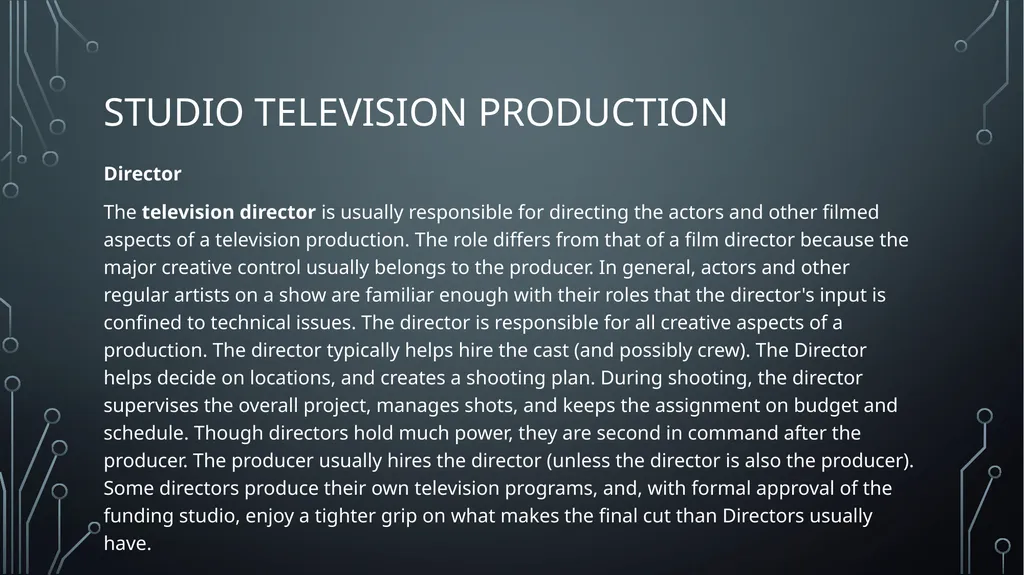 Studio television production lectures and practice - slide 4 of 22
