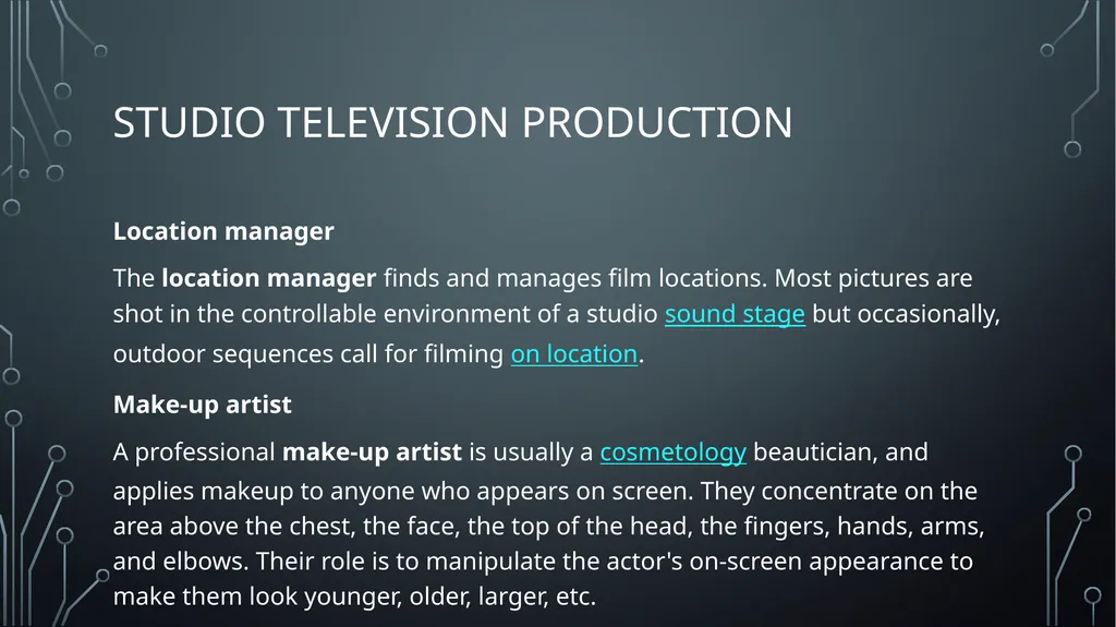 Studio television production lectures and practice - slide 6 of 22