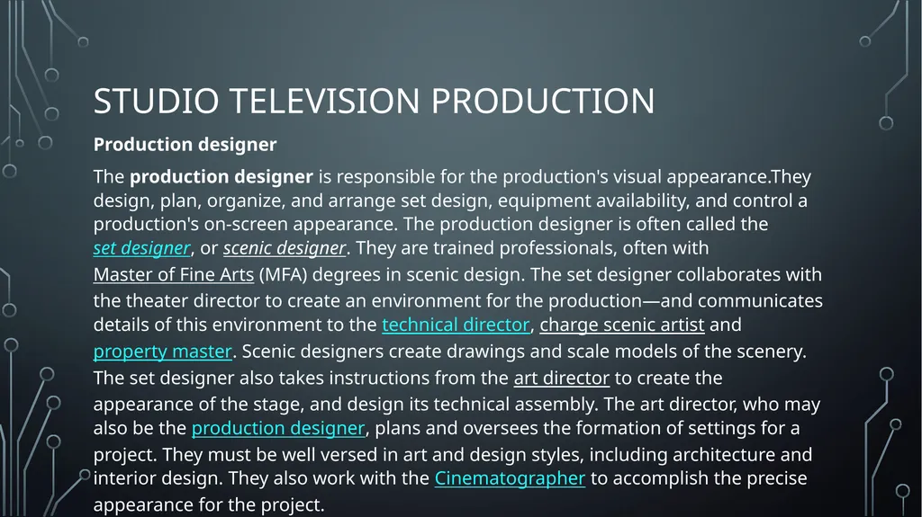 Studio television production lectures and practice - slide 7 of 22