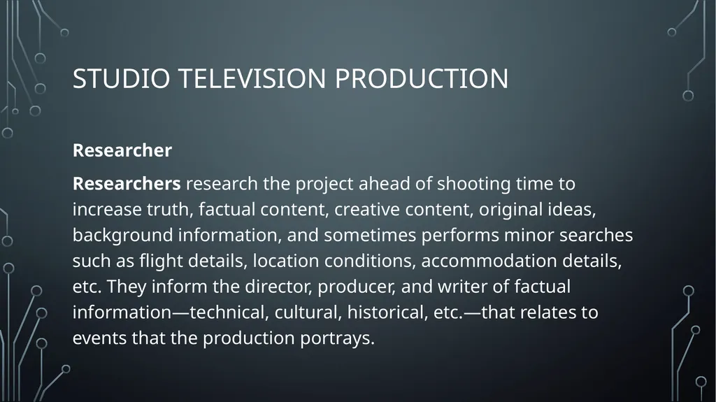 Studio television production lectures and practice - slide 8 of 22