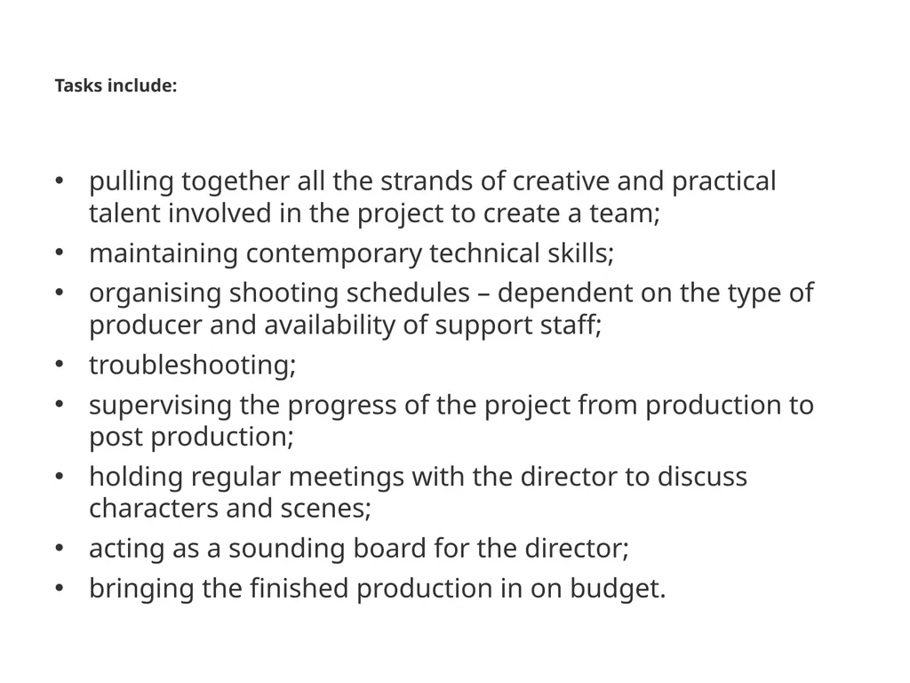 Television Production The visual way of telling a - slide 7 of 9