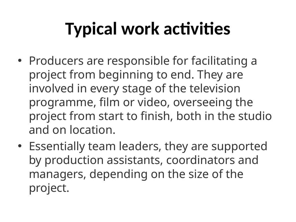 Television Production The visual way of telling a - slide 5 of 9