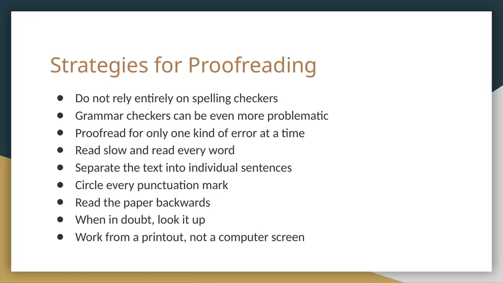 The Writing and Reading Center Grammar, Editing, - slide 5 of 23
