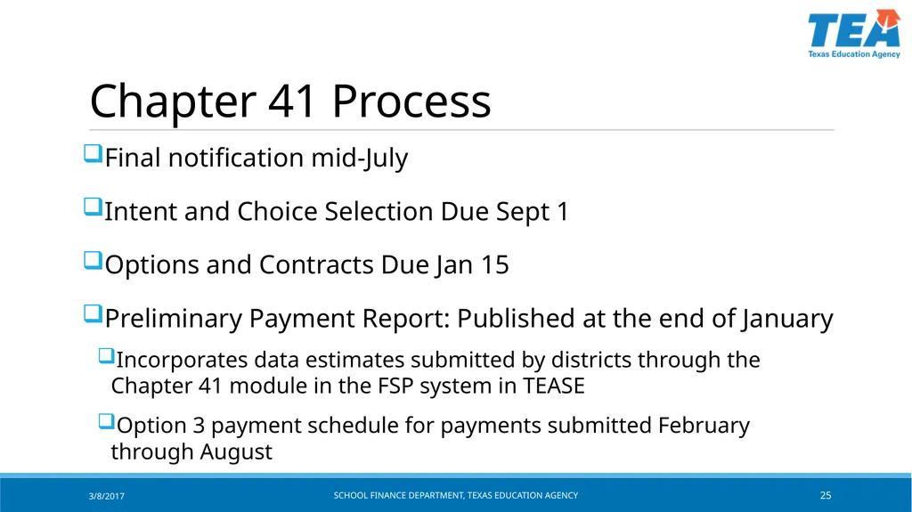 Texas Education Agency October 2017 State Funding - slide 25 of 37