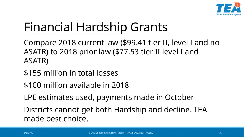 Texas Education Agency October 2017 State Funding - slide 22 of 37
