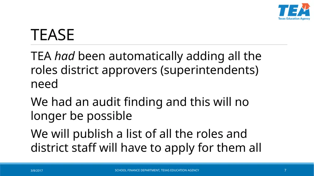 Texas Education Agency October 2017 State Funding - slide 7 of 37