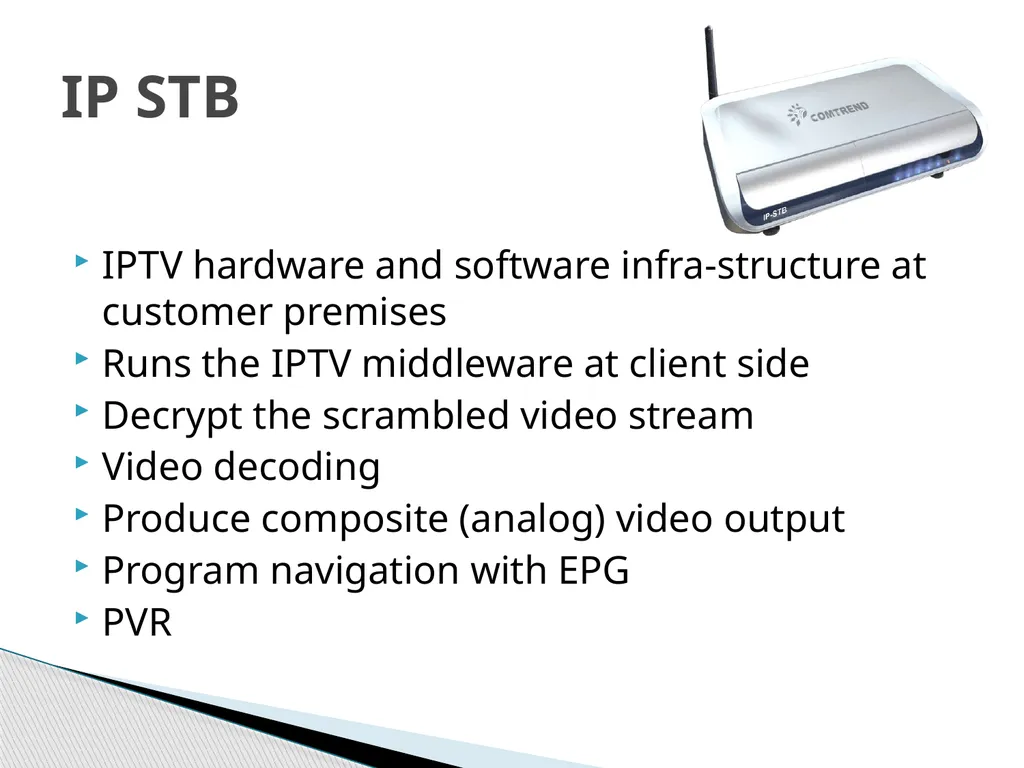 IPTV Technology What is IPTV IPTV Services IPTV - slide 18 of 27