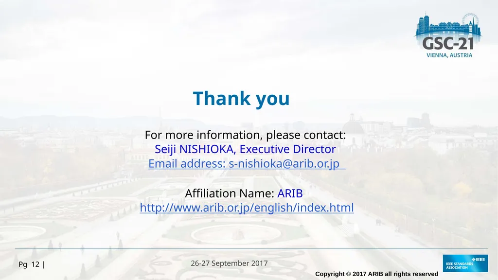 HOSTED BY 26-27 September 2017 ARIB Activity and - slide 12 of 16