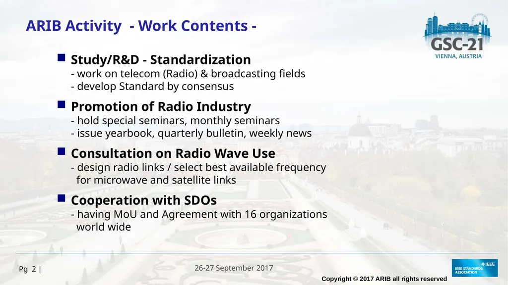 HOSTED BY 26-27 September 2017 ARIB Activity and - slide 2 of 16