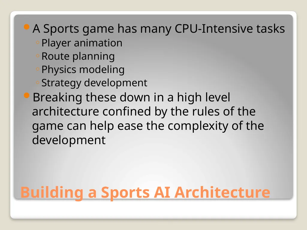 Sports Games: Artificial Intelligence and Physics - slide 6 of 58