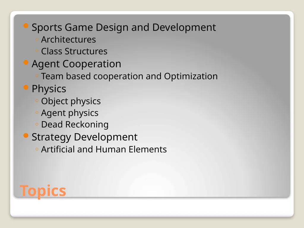Sports Games: Artificial Intelligence and Physics - slide 2 of 58