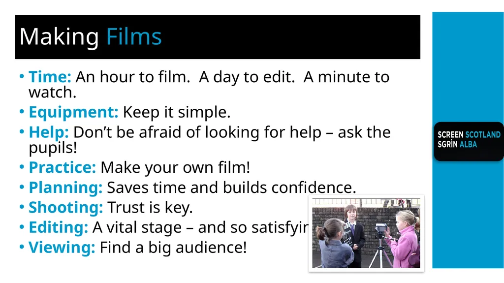 21 September 2021 THE PRODUCERS: BASIC FILMMAKING - slide 9 of 11