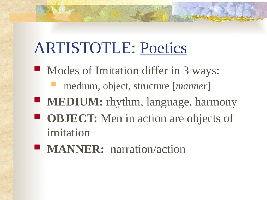 ARISTOTLE: Introduction PLATO: The forms [patterns - slide 6 of 13
