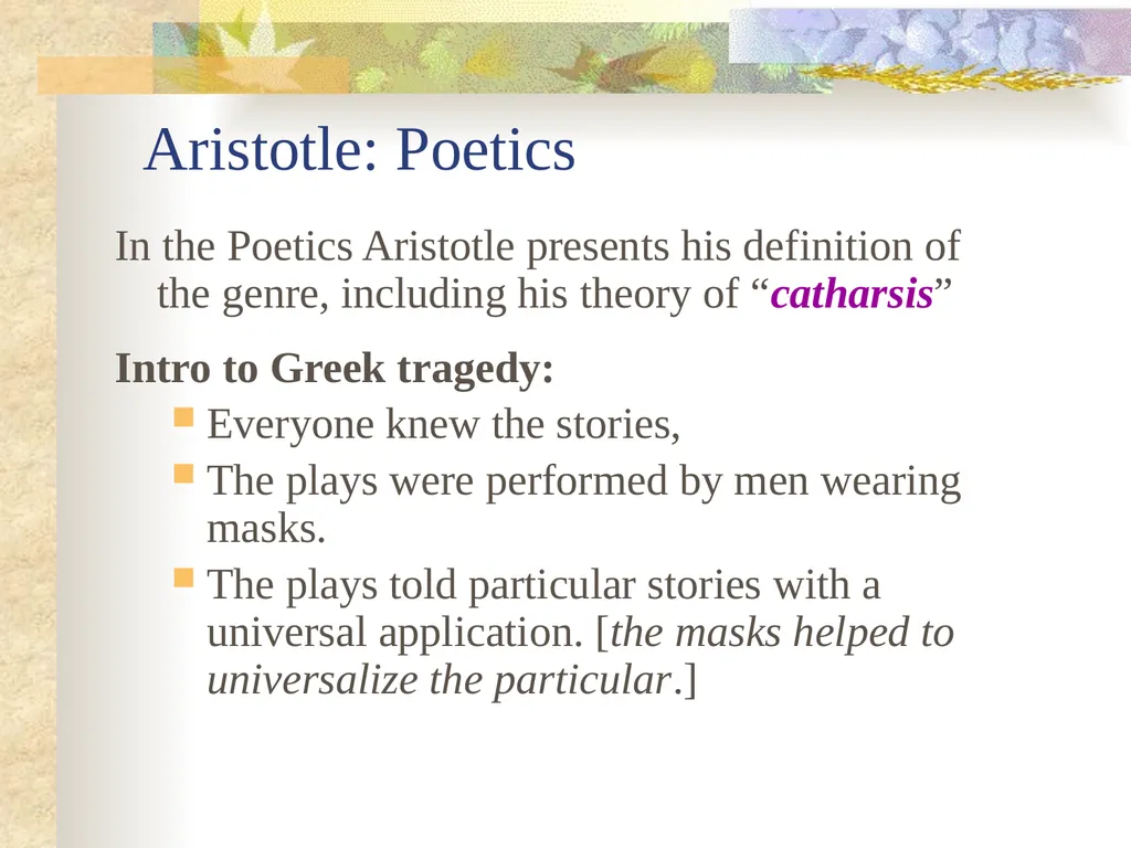 ARISTOTLE: Introduction PLATO: The forms [patterns - slide 3 of 13