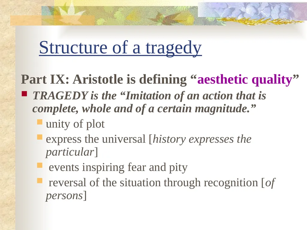 ARISTOTLE: Introduction PLATO: The forms [patterns - slide 8 of 13