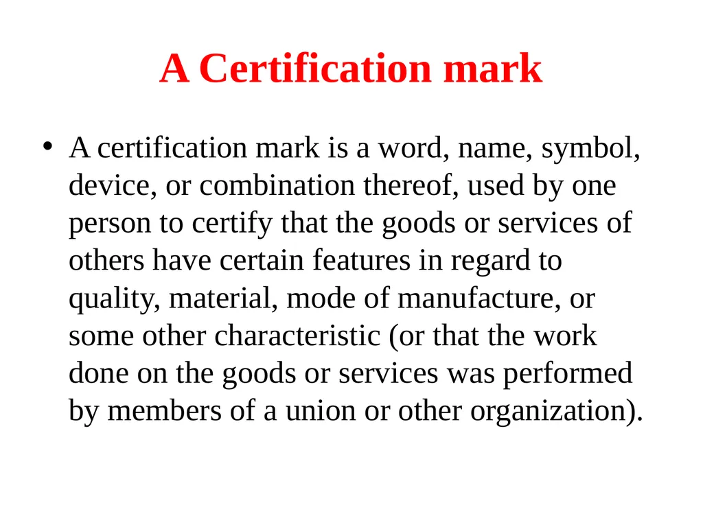 UNIT – II Trade Marks : Purpose And Function Of - slide 13 of 68