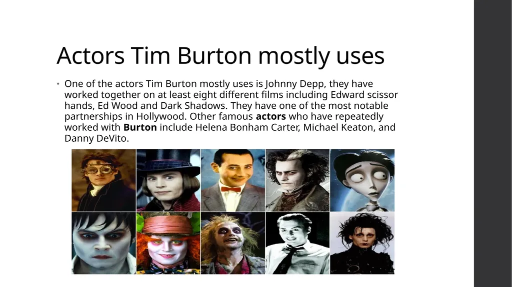 Tim burton Background research Tim Burton was born - slide 5 of 7