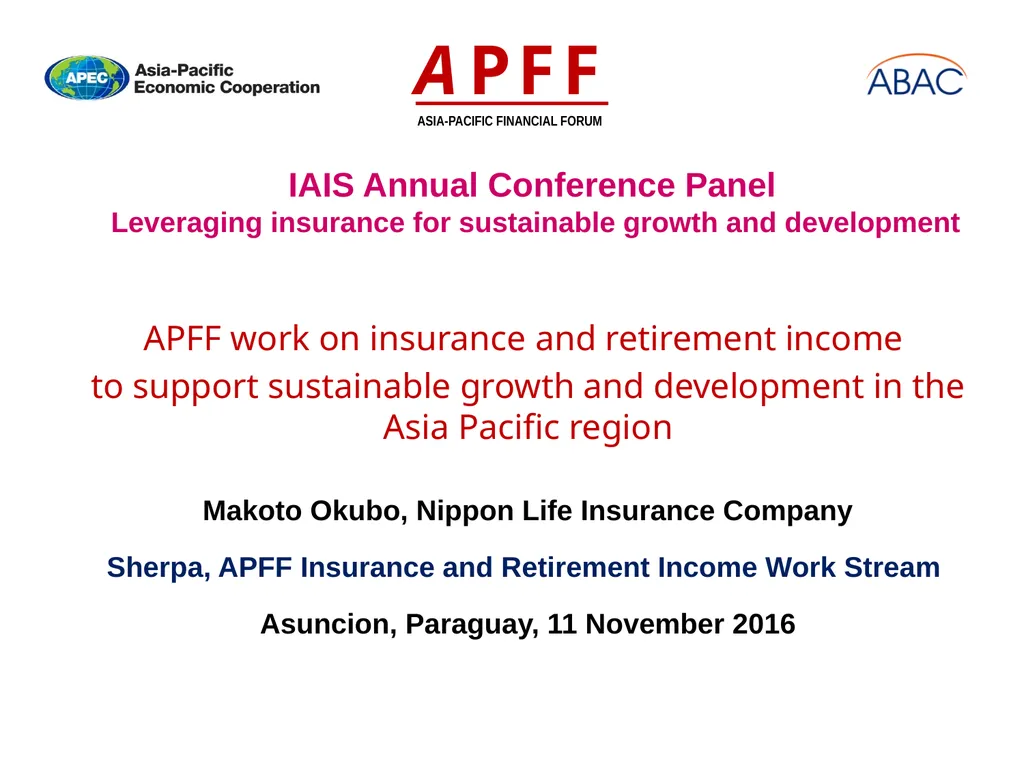 IAIS Annual Conference Panel Leveraging insurance - slide 1 of 8