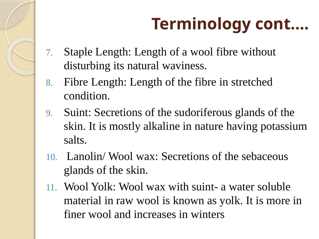 Wool Glossary (A Part of Unit II-3rd Prof. Year) - slide 3 of 8