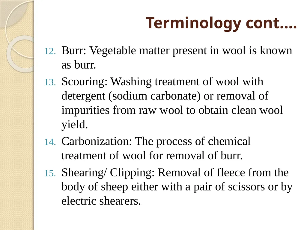 Wool Glossary (A Part of Unit II-3rd Prof. Year) - slide 4 of 8