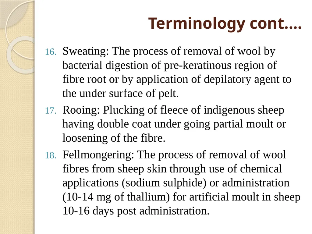 Wool Glossary (A Part of Unit II-3rd Prof. Year) - slide 5 of 8