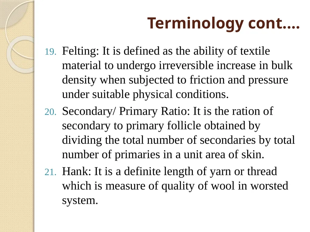 Wool Glossary (A Part of Unit II-3rd Prof. Year) - slide 6 of 8