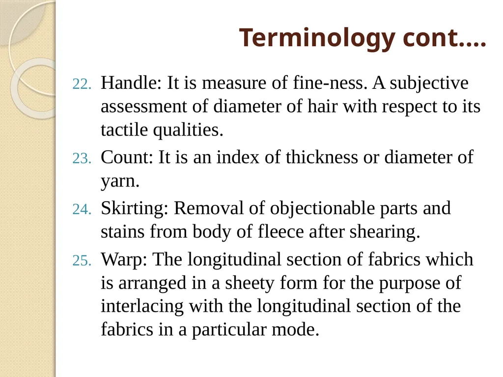 Wool Glossary (A Part of Unit II-3rd Prof. Year) - slide 7 of 8