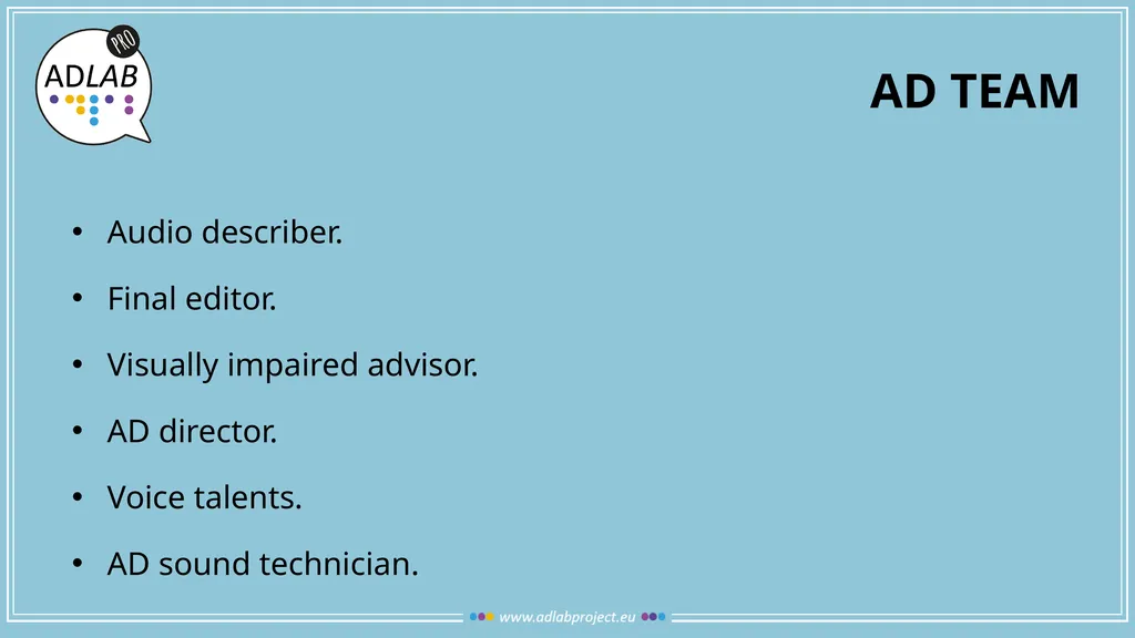 THE AUDIO DESCRIPTION PROCESS MODULE 1 UNIT 5 NINA - slide 17 of 21