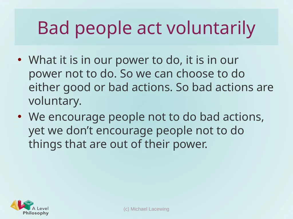 Aristotle on voluntary action, choice and moral - slide 9 of 12