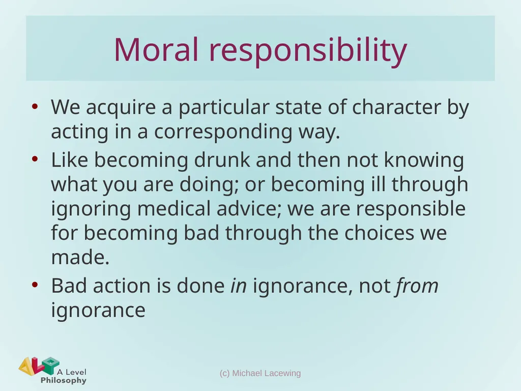 Aristotle on voluntary action, choice and moral - slide 11 of 12