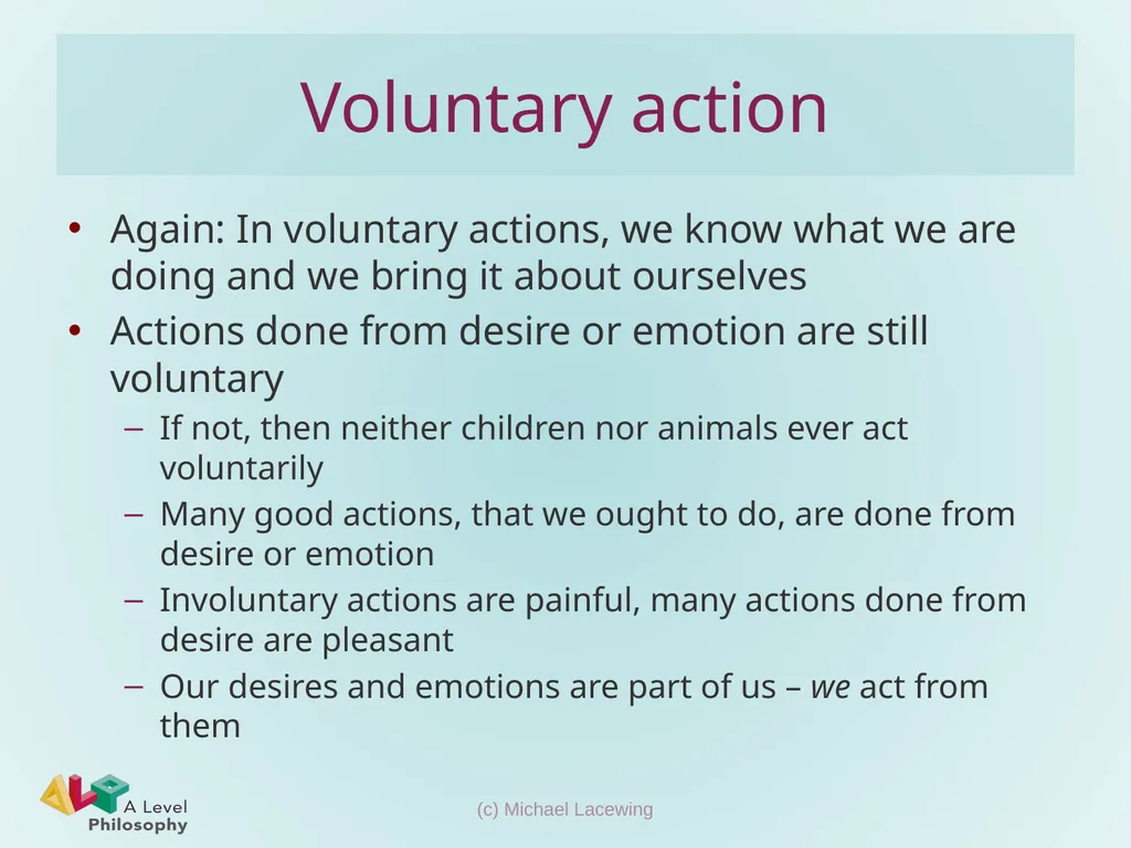 Aristotle on voluntary action, choice and moral - slide 5 of 12