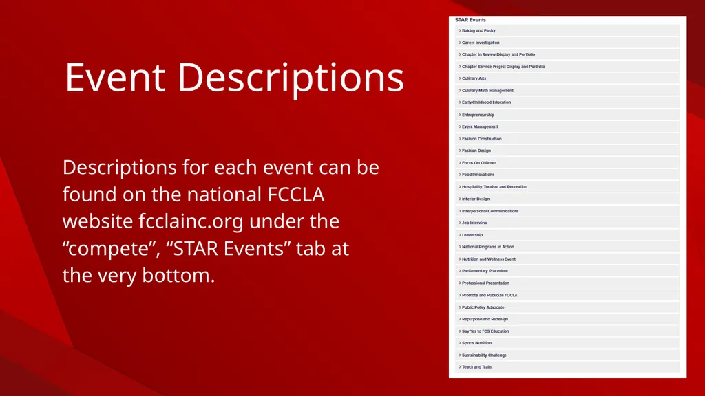 Be a STAR! Get involved in STAR Events! STAR - slide 14 of 15