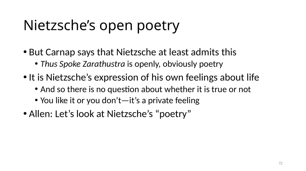 Carnap’s Contexts Nietzsche’s Lying Truth, - slide 72 of 104