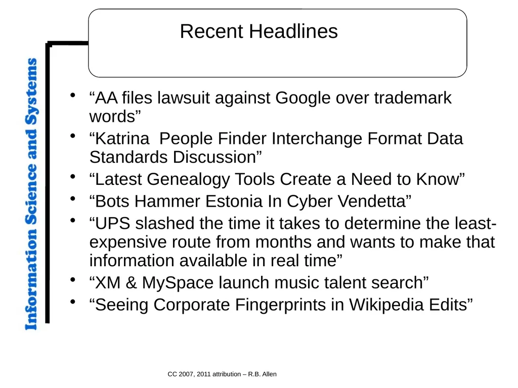 CC 2007, 2011 attribution – R.B. Allen Overture - slide 2 of 20