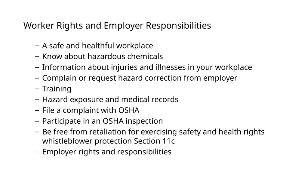 Worker Rights and Employer Responsibilities and - slide 1 of 2