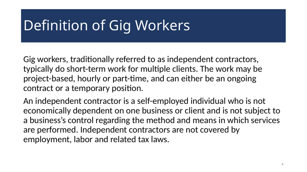 Utilizing Contractors and Other Gig Workers - slide 4 of 18