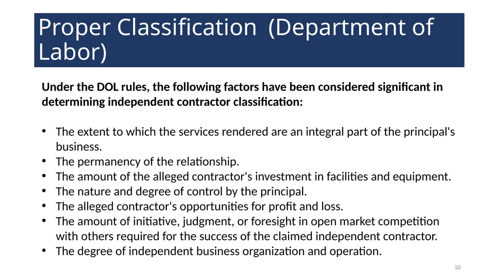 Utilizing Contractors and Other Gig Workers - slide 10 of 18